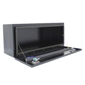 Black steel underbody tool boxes